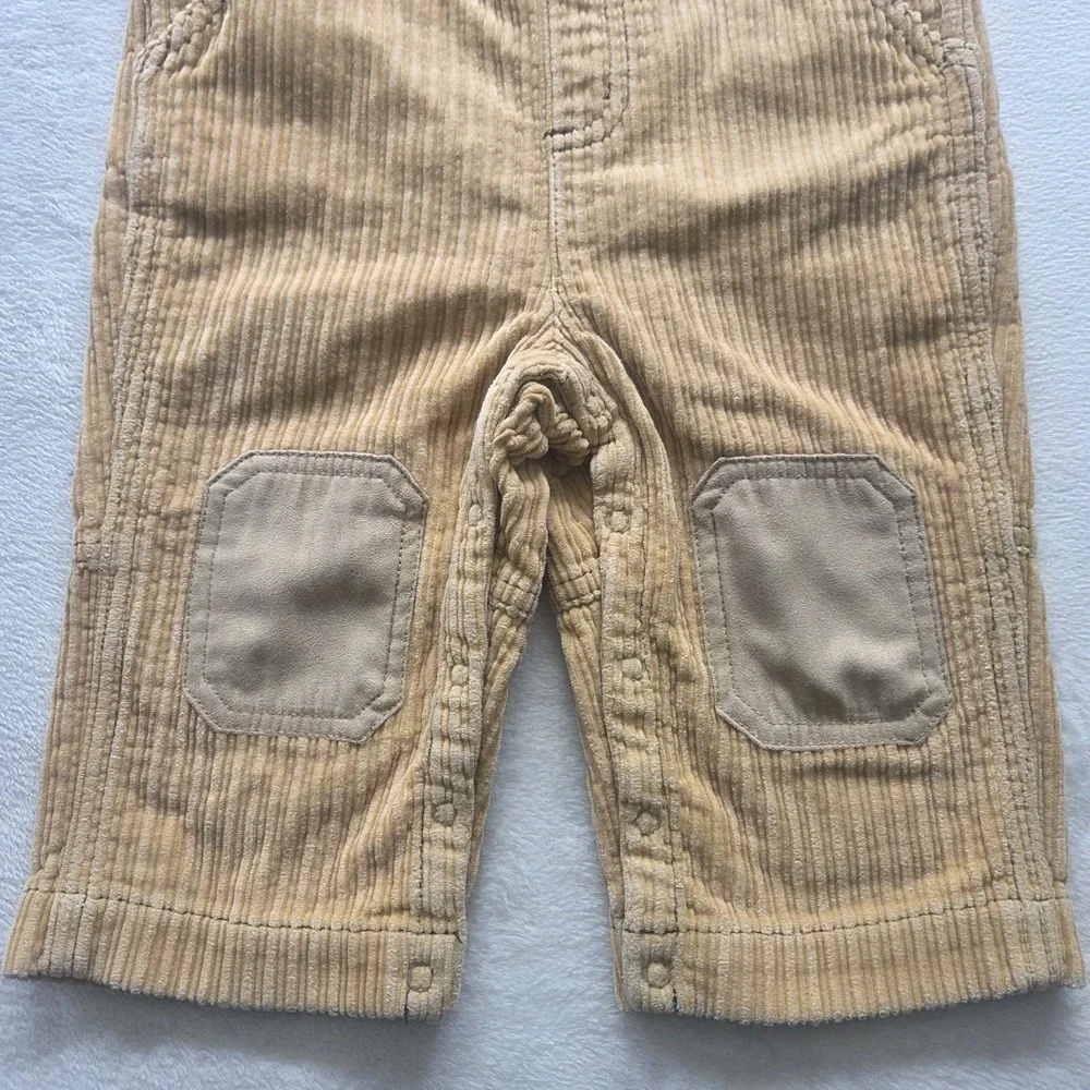 Vintage Gymboree Hedgehog 2003 Corduroy Tan Patch Y2K Overalls‎ 9-12 Months